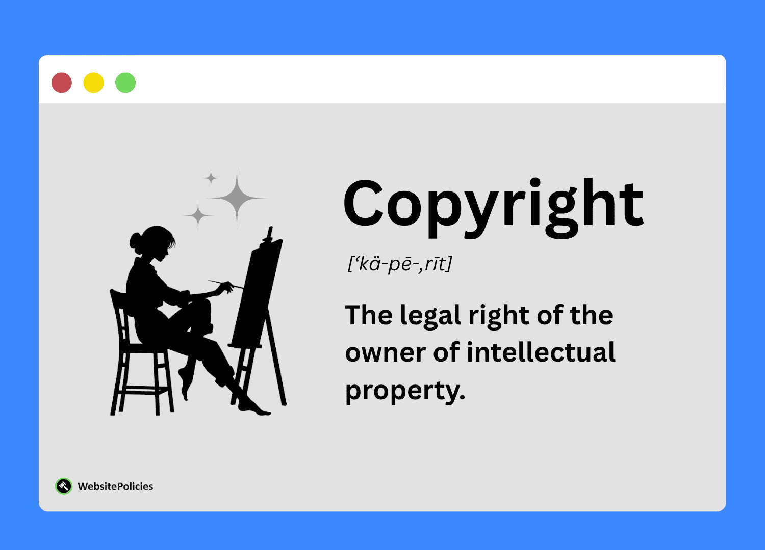 Definition of copyright on a purple background.